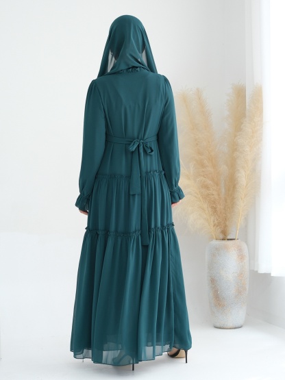 Patchwork Button Solid Color Dress