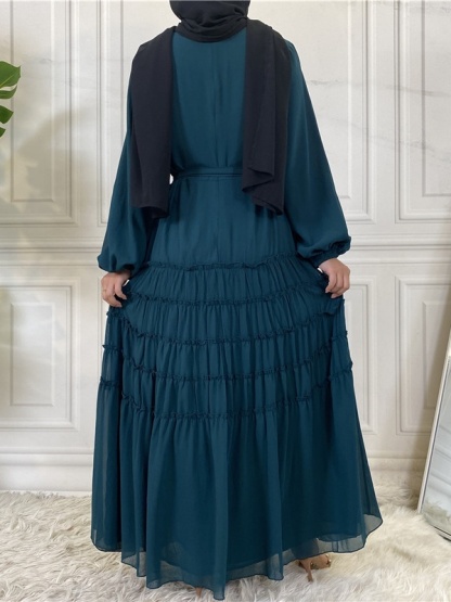 Double Chiffon Solid Color  Casual Dresses