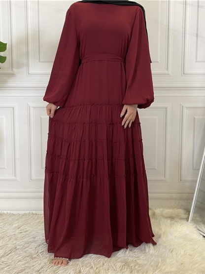 Double Chiffon Solid Color  Casual Dresses