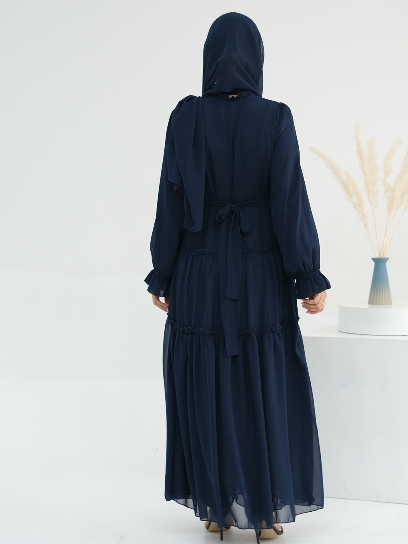 Patchwork Button Solid Color Dress