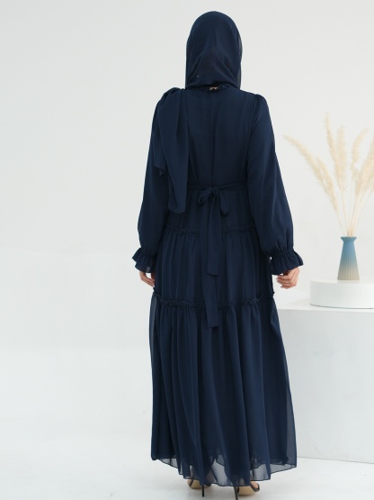 Patchwork Button Solid Color Dress