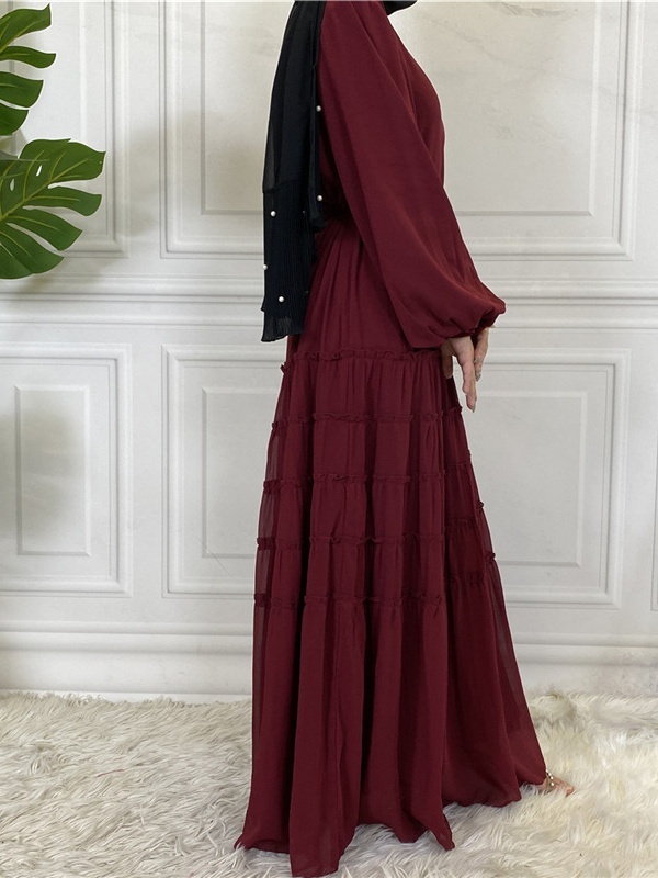 Double Chiffon Solid Color  Casual Dresses