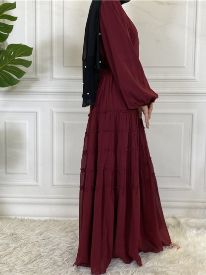 Double Chiffon Solid Color  Casual Dresses
