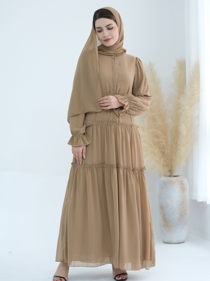 Patchwork Button Solid Color Dress