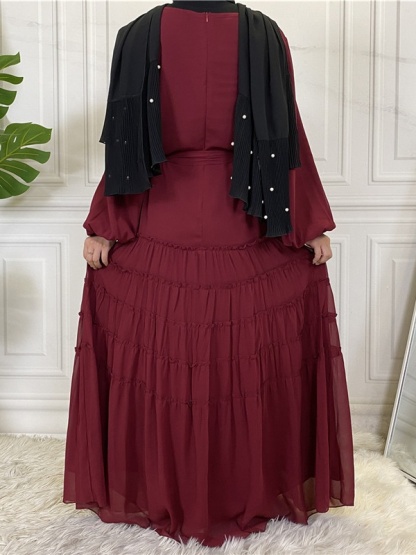 Double Chiffon Solid Color  Casual Dresses