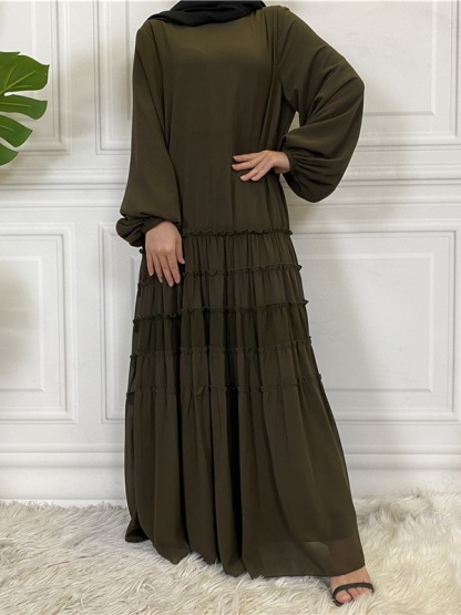 Double Chiffon Solid Color  Casual Dresses