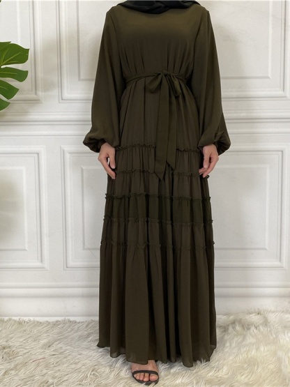 Double Chiffon Solid Color  Casual Dresses