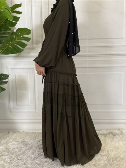 Double Chiffon Solid Color  Casual Dresses