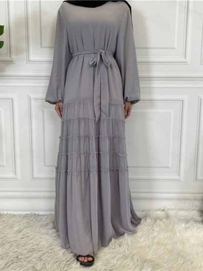 Double Chiffon Solid Color  Casual Dresses