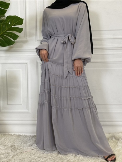 Double Chiffon Solid Color  Casual Dresses