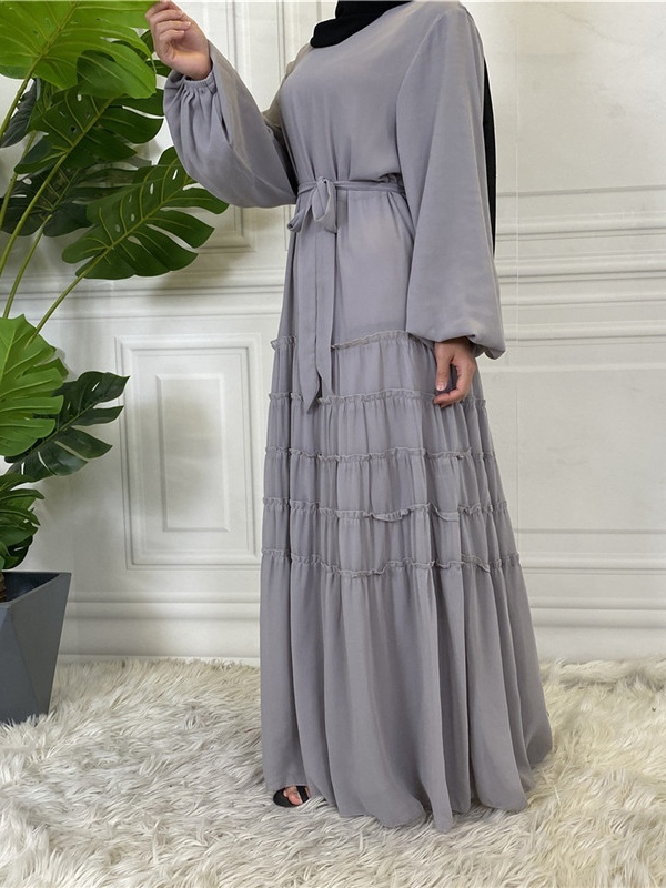 Double Chiffon Solid Color  Casual Dresses