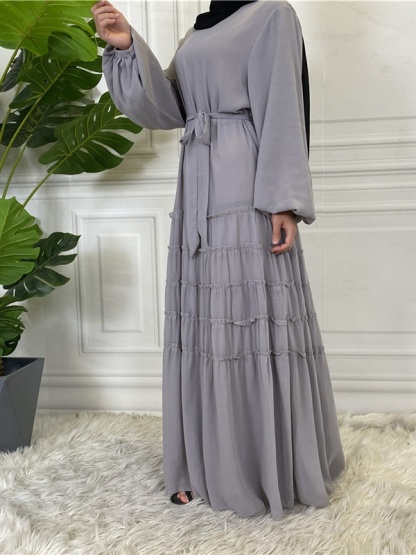 Double Chiffon Solid Color  Casual Dresses
