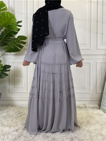 Double Chiffon Solid Color  Casual Dresses