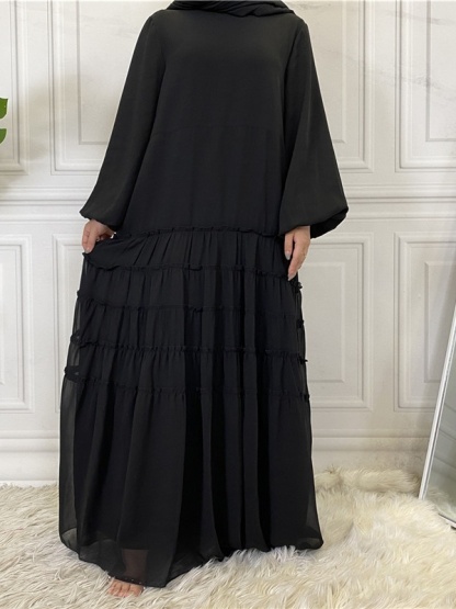 Double Chiffon Solid Color  Casual Dresses