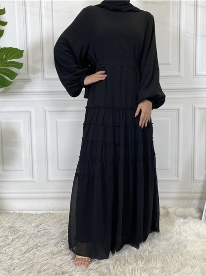 Double Chiffon Solid Color  Casual Dresses