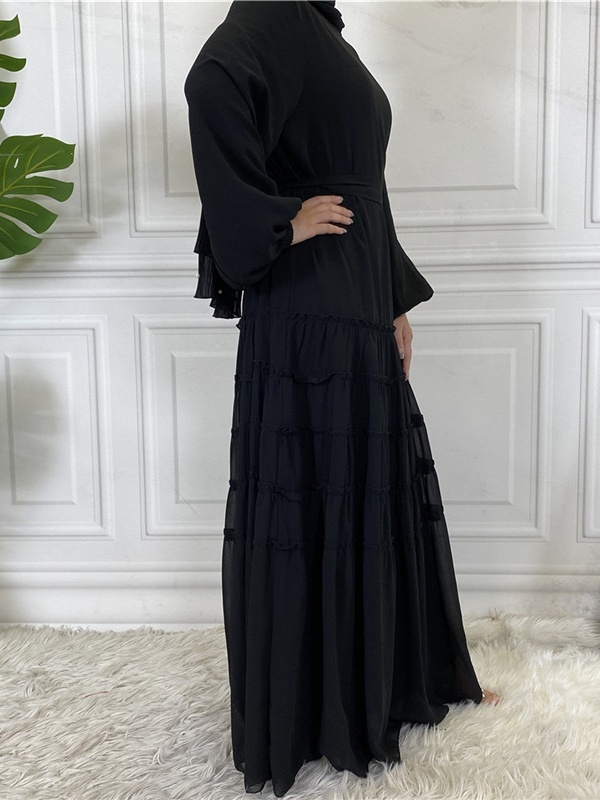 Double Chiffon Solid Color  Casual Dresses