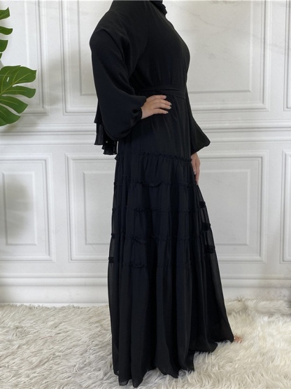 Double Chiffon Solid Color  Casual Dresses