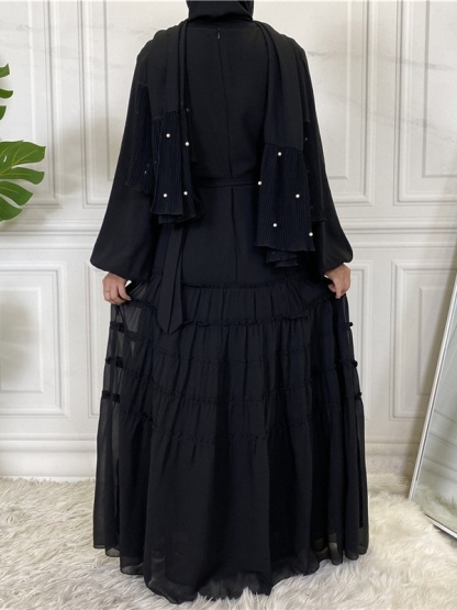 Double Chiffon Solid Color  Casual Dresses