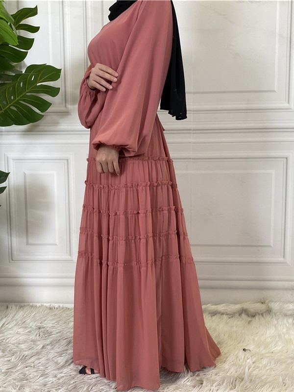 Double Chiffon Solid Color  Casual Dresses