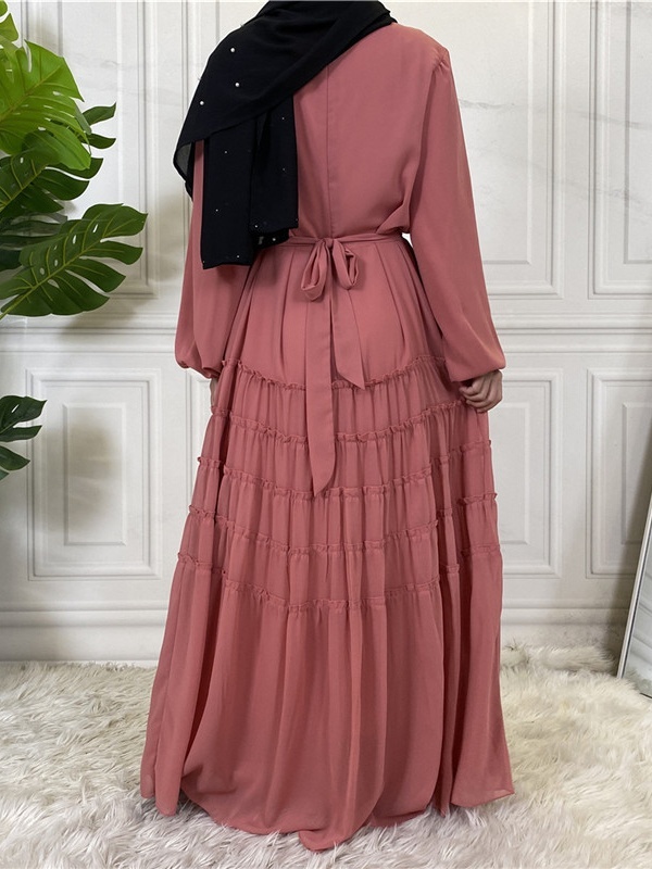 Double Chiffon Solid Color  Casual Dresses