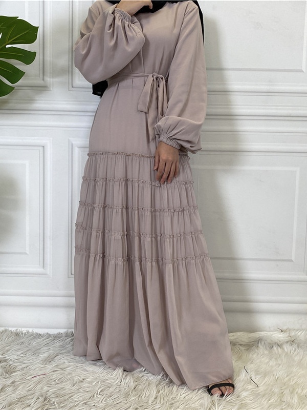 Double Chiffon Solid Color  Casual Dresses