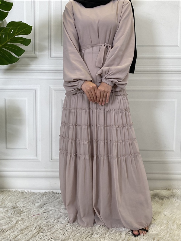 Double Chiffon Solid Color  Casual Dresses