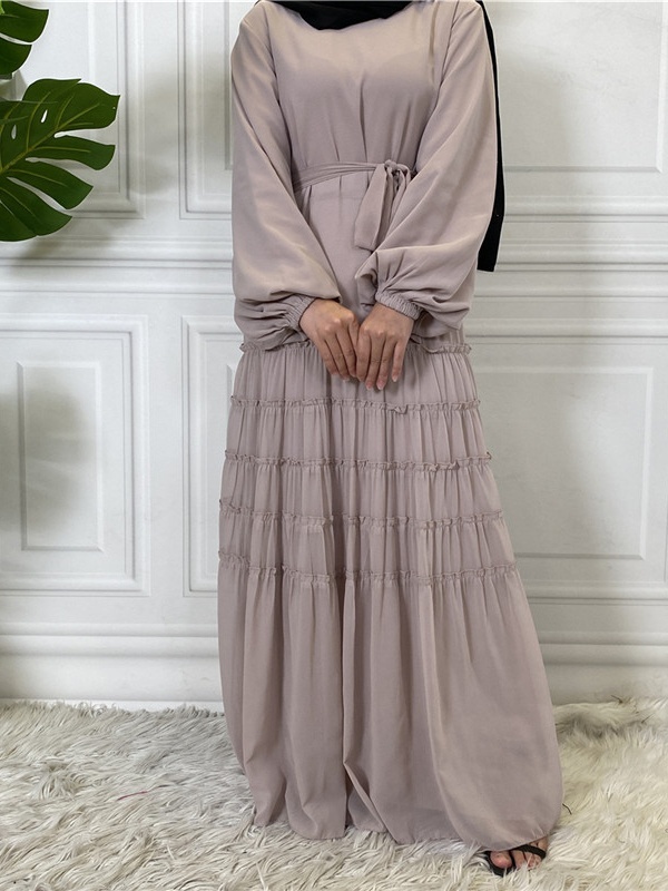 Double Chiffon Solid Color  Casual Dresses