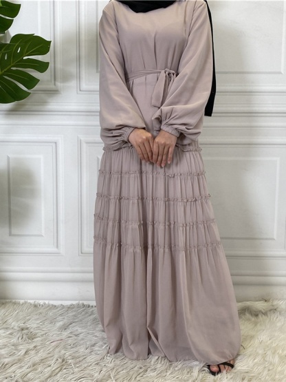 Double Chiffon Solid Color  Casual Dresses