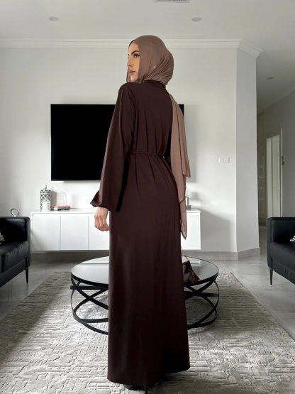 2pcs Solid Color Lace-Up Dress and Cardigan Set