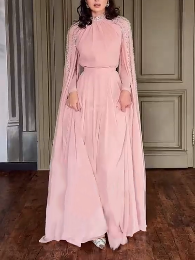 Shawl Sequined High Waist Maxi Dress
