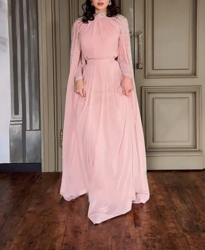 Shawl Sequined High Waist Maxi Dress
