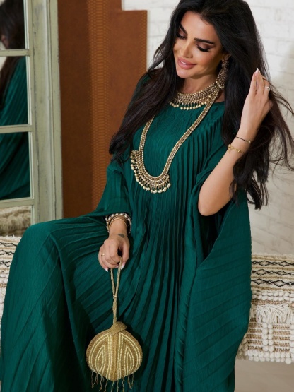 Solid Color Loose Pressure Pleat Dress