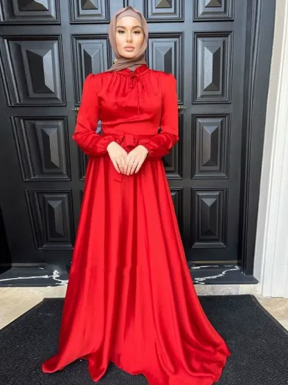 Middle East Saudi Arabia foreign trade cross-border Muslim Hui solid color robe and ankle Dress 