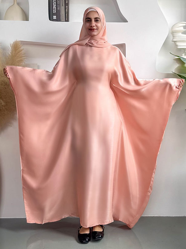 Solid Color Breathable Batwing Sleeve Abaya