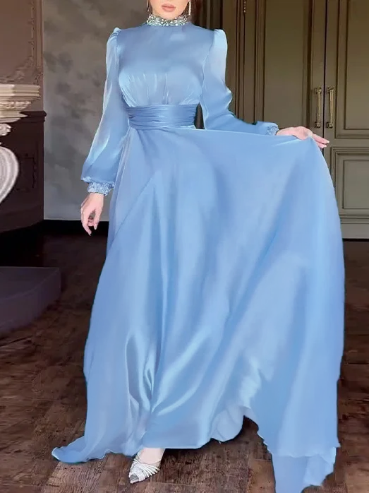French Style Half Turtleneck Waist Slim Dress