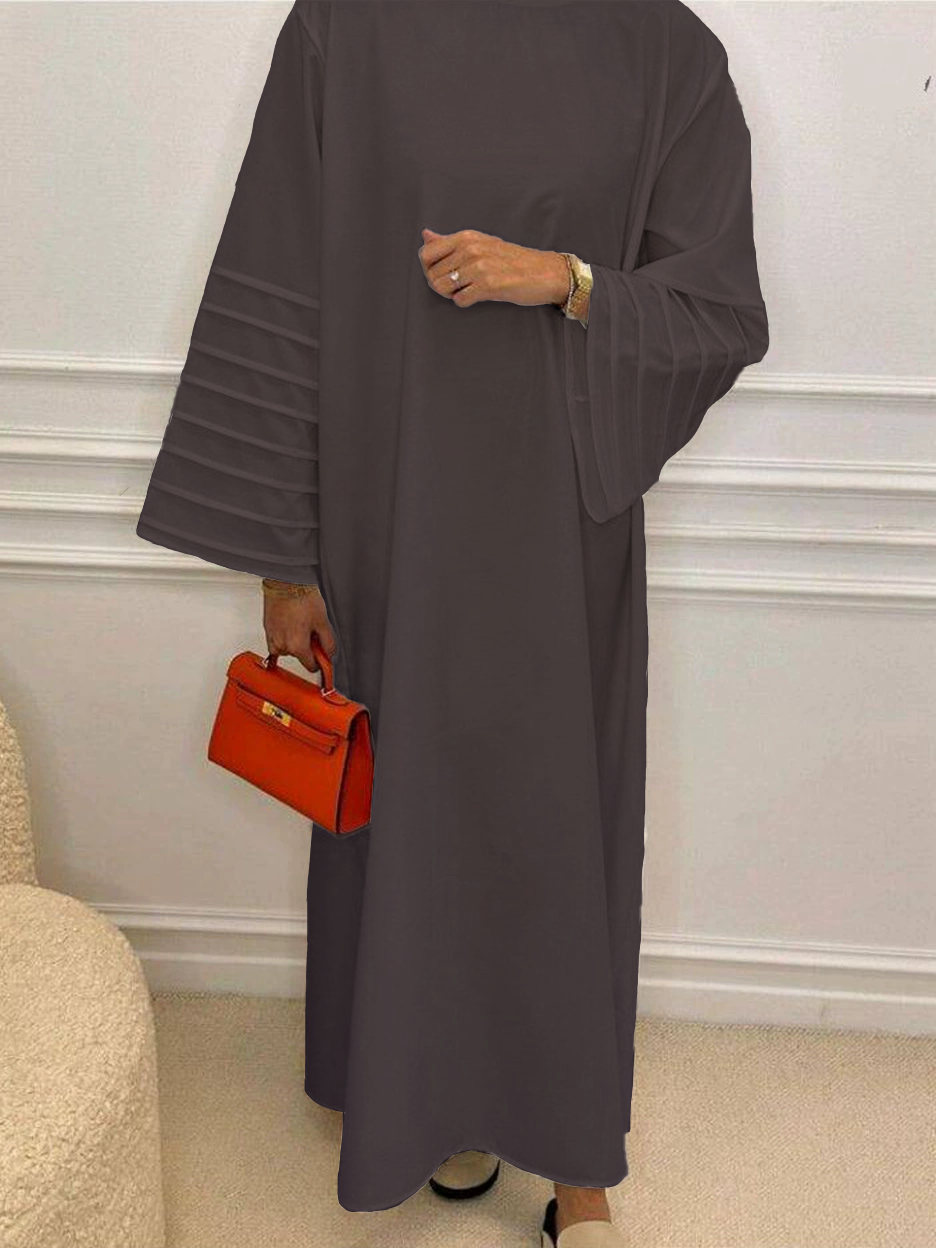 Solid Color Flared Sleeve Loose Dress