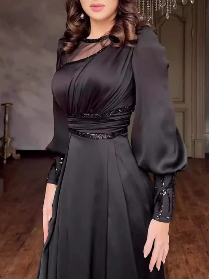 High-end Mesh Patchwork Sequin Embellished Dress
