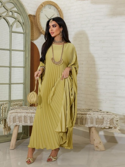 Solid Color Loose Pressure Pleat Dress
