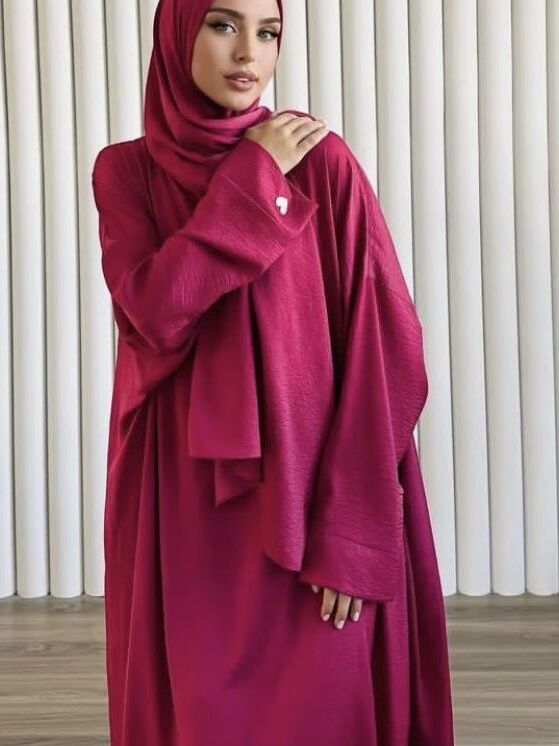 Long Sleeve Embroidered Heart Solid Color Dress