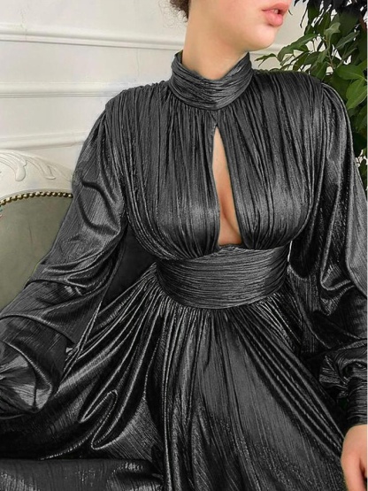Sexy Waist Halter Neck Casual Dresses