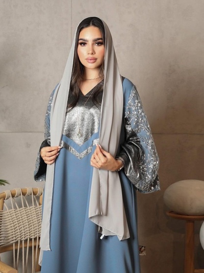 Robe Plum Blossom Sequin Fashion Stitching Satin Dress
