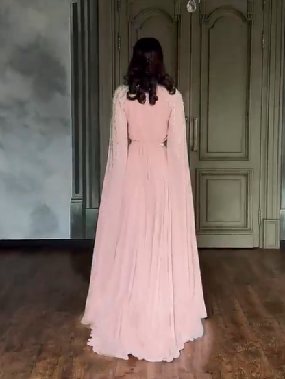Shawl Sequined High Waist Maxi Dress