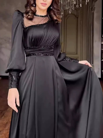 High-end Mesh Patchwork Sequin Embellished Dress