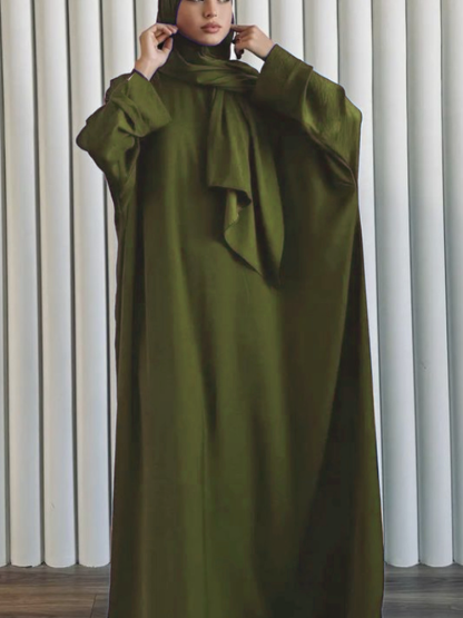 Long Sleeve Embroidered Heart Solid Color Dress