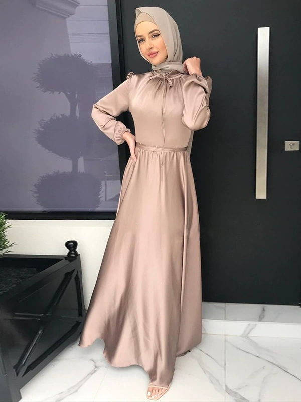 Middle East Saudi Arabia foreign trade cross-border Muslim Hui solid color robe and ankle Dress 