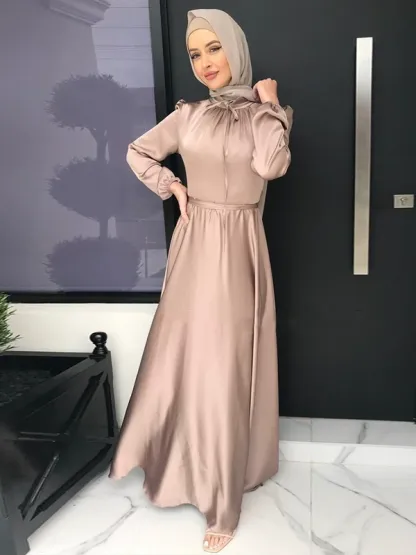 Middle East Saudi Arabia foreign trade cross-border Muslim Hui solid color robe and ankle Dress 