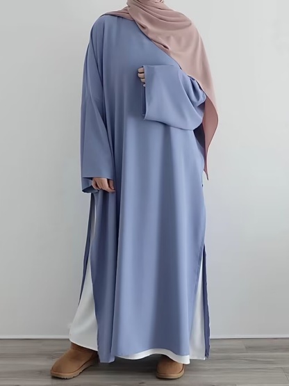 2pcs Long Gown Bottom Inner Skirt Casual Dress Set