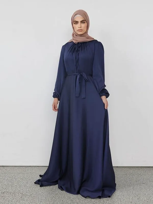 Middle East Saudi Arabia foreign trade cross-border Muslim Hui solid color robe and ankle Dress 
