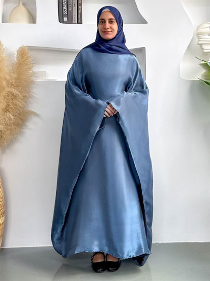 Solid Color Breathable Batwing Sleeve Abaya
