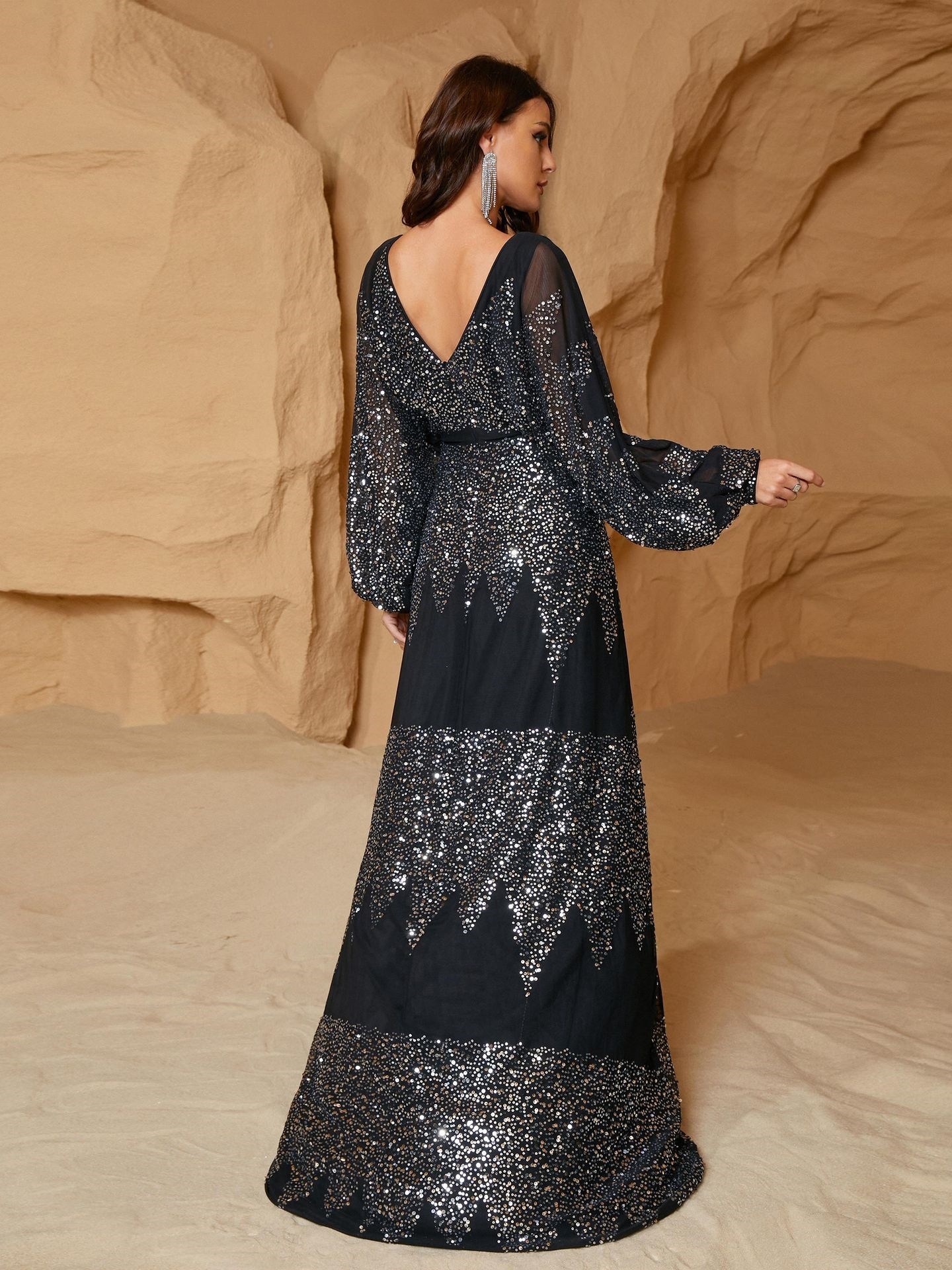 Chiffon V-neck Split Waist Dress